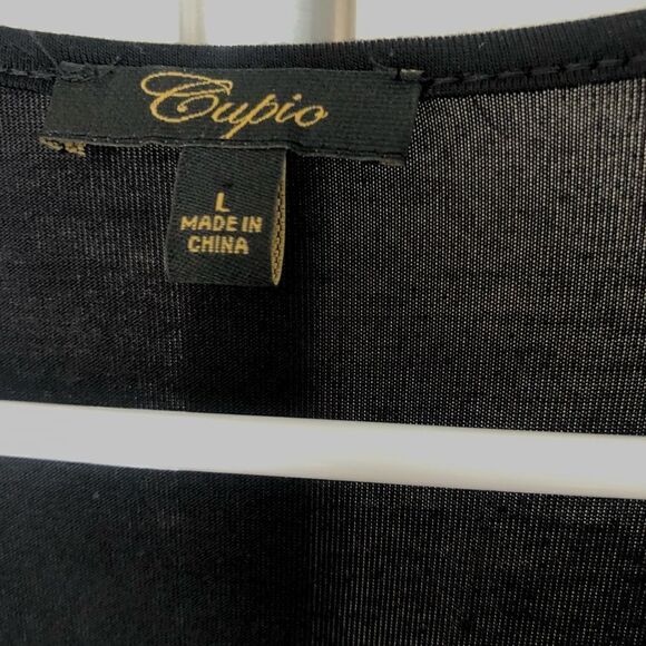 Cupio Black front-twist, comfy, lightweight long sleeved top / Sz L - Picture 4 of 5
